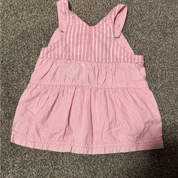 Disney Minnie Mouse Pink Striped Jumper Dress 3-6M Baby Girl Spring Summer - Picture 3 of 4